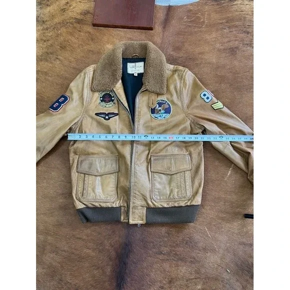 Wilson's Vintage USA Leather Flight Jacket Apollo 11 Patches XXL - Picture 5 of 6